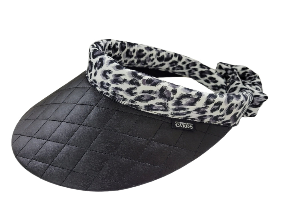 Reversible Visor  || Black Quilt-Leopard Strokes