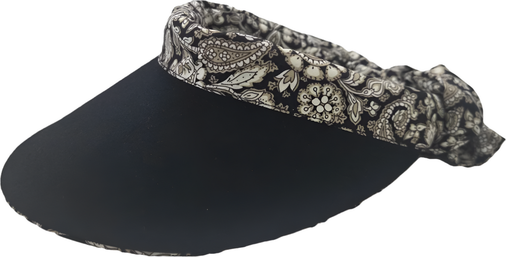 Reversible Visor  || Black- Cream Paisley