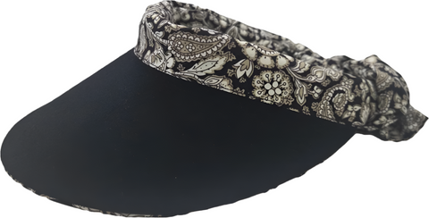 Reversible Visor  || Black- Cream Paisley