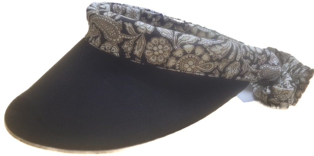 Reversible Visor  || Black-Beige Cream Paisley