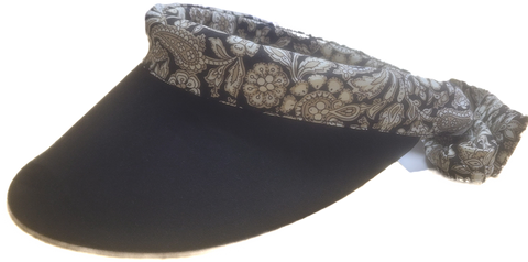 Reversible Visor  || Black-Beige Cream Paisley