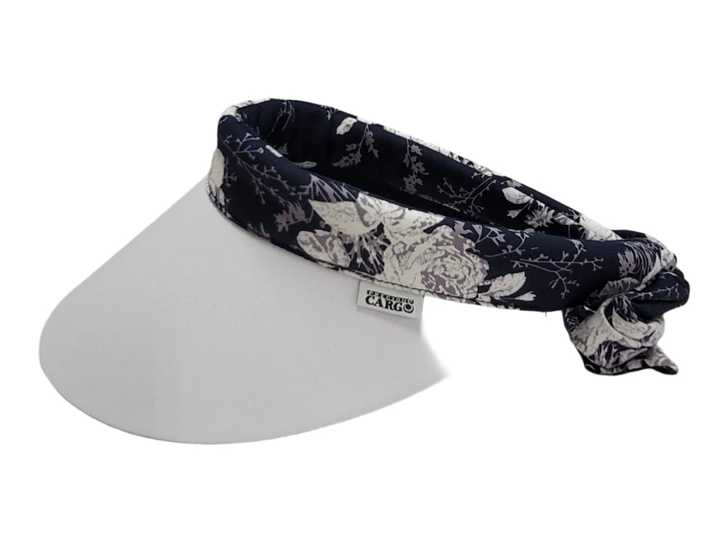 Reversible Visor  || White-Navy-White Rose