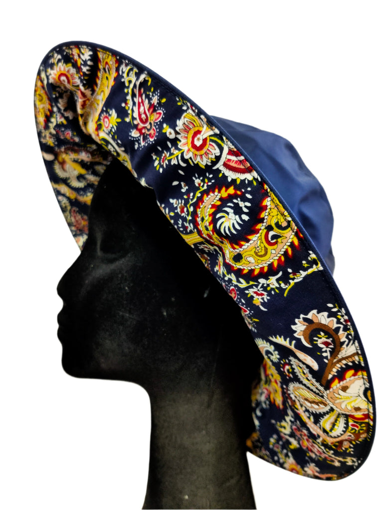 Wet Weather Floppy Hat  || Navy-Paisley