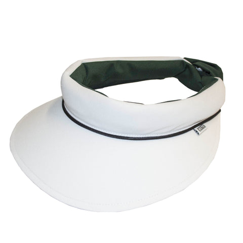 Visor || White-Bottle Green w Black Piping