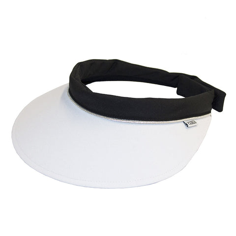 Velcro Visor || White-Black w Silver Piping