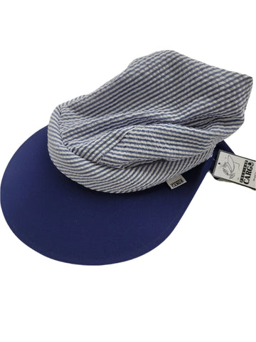 Twisty Cap || Navy-Seersucker Stripe