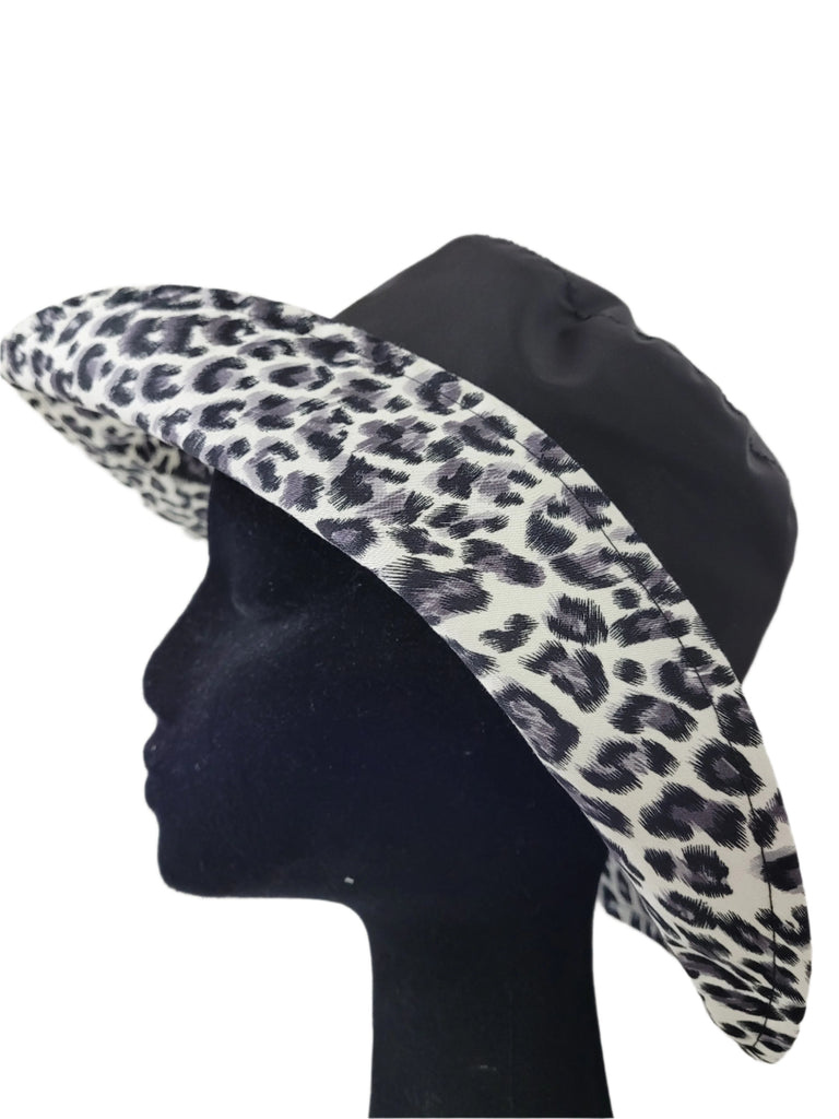 Wet Weather Bucket Hat || Black-Leopard Strokes