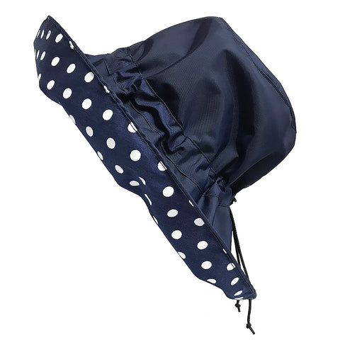 Wet Weather Floppy Hat || Navy-Polka Dot